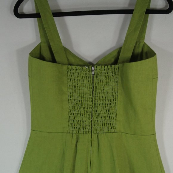 Reformation Miso Linen Dress in Green size 12 Altered Straps - Picture 7 of 12